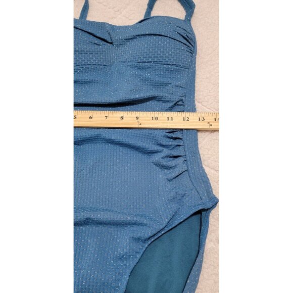 Nip Tuck Swim Womens Navy One Piece Swimsuit Ruched Side Multifit Cup Size 8 NWT - Picture 10 of 11